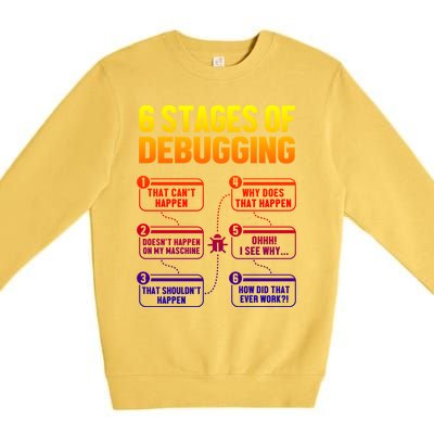 6 Stages Of Debugging Full Stack Coder Software Developer Gift Premium Crewneck Sweatshirt