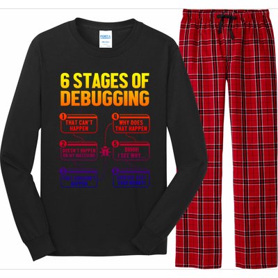 6 Stages Of Debugging Full Stack Coder Software Developer Gift Long Sleeve Pajama Set