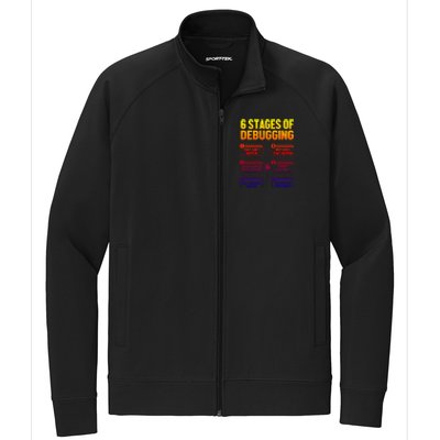 6 Stages Of Debugging Full Stack Coder Software Developer Gift Stretch Full-Zip Cadet Jacket