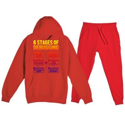 6 Stages Of Debugging Full Stack Coder Software Developer Gift Premium Hooded Sweatsuit Set