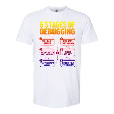 6 Stages Of Debugging Full Stack Coder Software Developer Gift Softstyle CVC T-Shirt