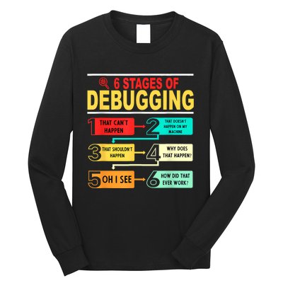 6 Stages Of Debugging Full Stack Coder Software Developer Long Sleeve Shirt