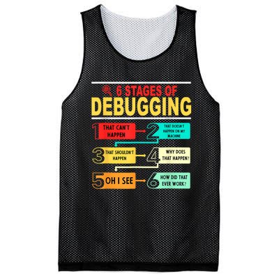 6 Stages Of Debugging Full Stack Coder Software Developer Mesh Reversible Basketball Jersey Tank