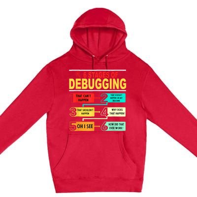 6 Stages Of Debugging Full Stack Coder Software Developer Premium Pullover Hoodie