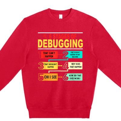 6 Stages Of Debugging Full Stack Coder Software Developer Premium Crewneck Sweatshirt