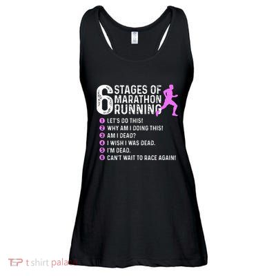 6 Stages Of Marathon Running Marathoner 26.2 Funny Runner Ladies Essential Flowy Tank