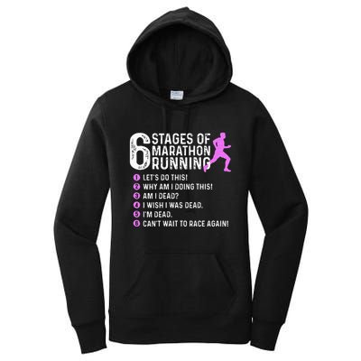 6 Stages Of Marathon Running Marathoner 26.2 Funny Runner Women's Pullover Hoodie