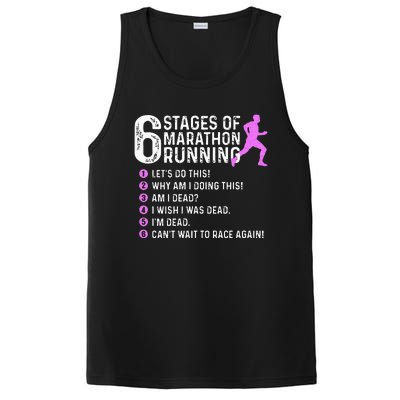 6 Stages Of Marathon Running Marathoner 26.2 Funny Runner PosiCharge Competitor Tank