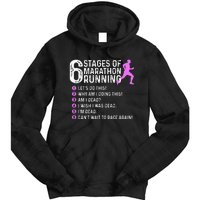 6 Stages Of Marathon Running Marathoner 26.2 Funny Runner Tie Dye Hoodie