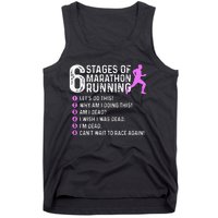 6 Stages Of Marathon Running Marathoner 26.2 Funny Runner Tank Top