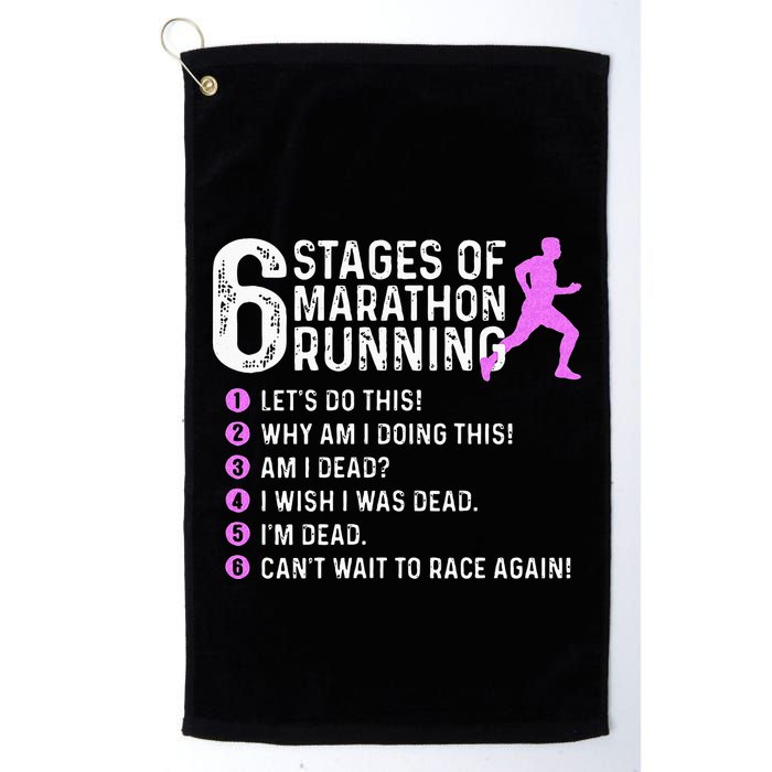 6 Stages Of Marathon Running Marathoner 26.2 Funny Runner Golf Towel