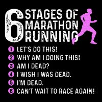 6 Stages Of Marathon Running Marathoner 26.2 Funny Runner Crop Top