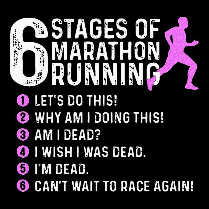6 Stages Of Marathon Running Marathoner 26.2 Funny Runner Crop Top