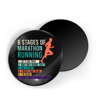 6 Stages Of Marathon Running Saying Runners Funny Magnet