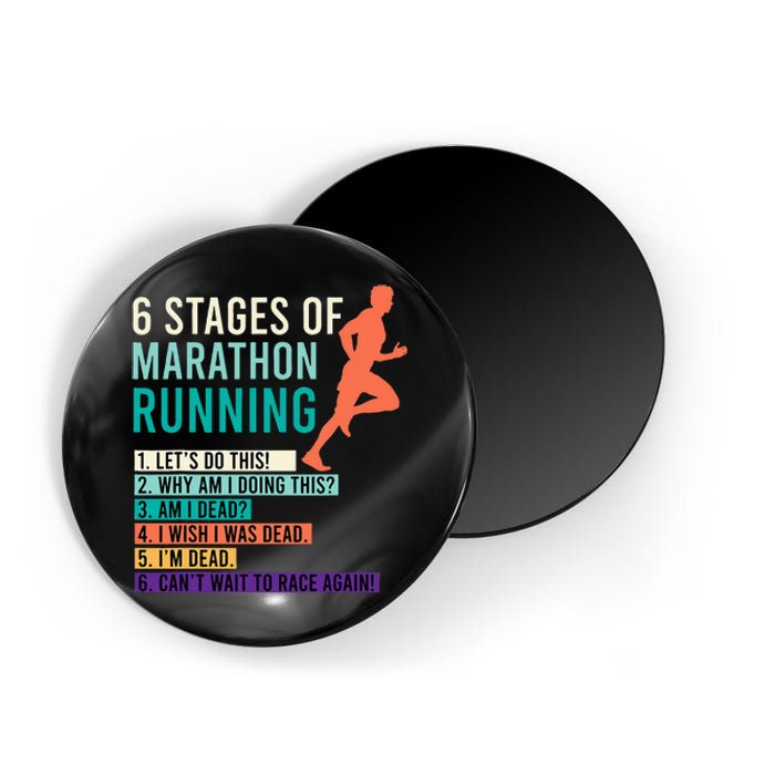 6 Stages Of Marathon Running Saying Runners Funny Magnet