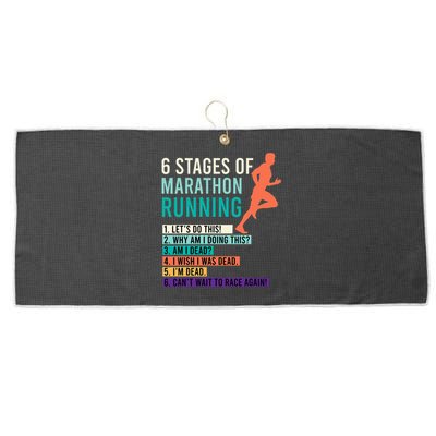 6 Stages Of Marathon Running Saying Runners Funny Large Microfiber Waffle Golf Towel