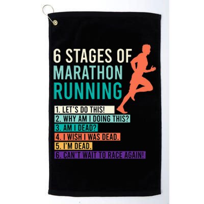 6 Stages Of Marathon Running Saying Runners Funny Platinum Collection Golf Towel