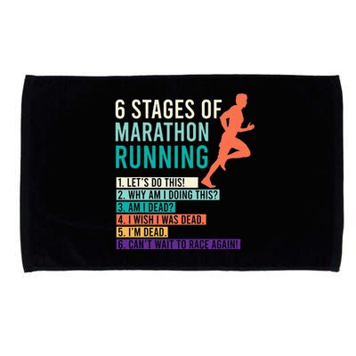 6 Stages Of Marathon Running Saying Runners Funny Microfiber Hand Towel