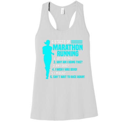 6 stages of marathon running for Runner Women's Racerback Tank