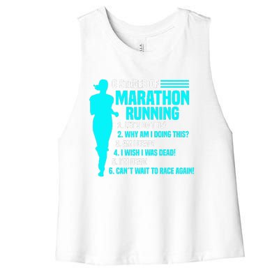 6 stages of marathon running for Runner Women's Racerback Cropped Tank