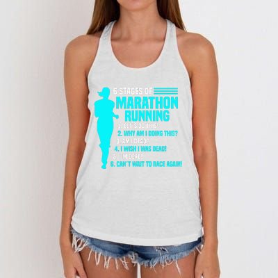 6 stages of marathon running for Runner Women's Knotted Racerback Tank