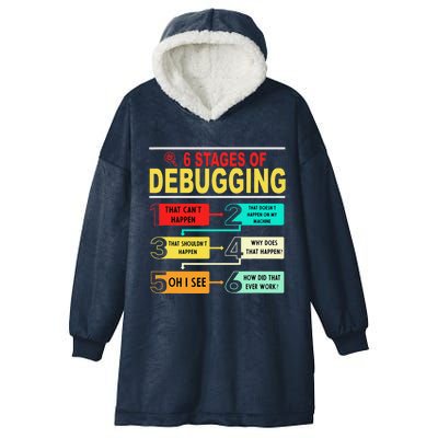 6 Stages Of Debugging Full Stack Coder Software Developer Hooded Wearable Blanket