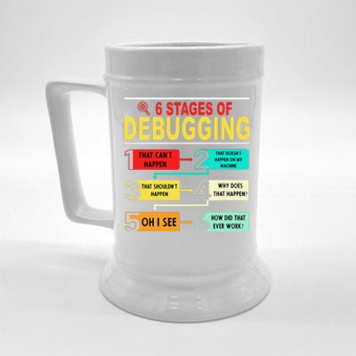 6 Stages Of Debugging Full Stack Coder Software Developer Beer Stein