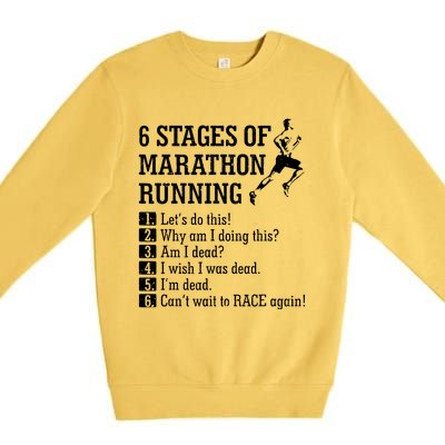 6 Stages Of Marathon Running Gift For Runner Premium Crewneck Sweatshirt