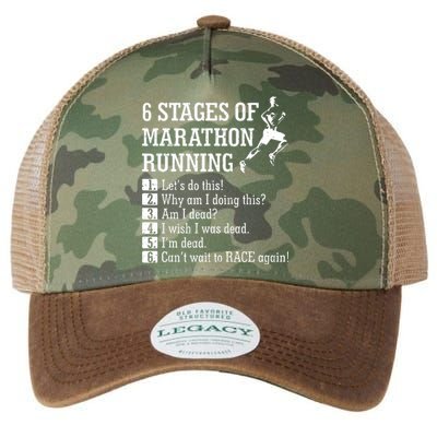 6 Stages Of Marathon Running Gift For Runner Legacy Tie Dye Trucker Hat