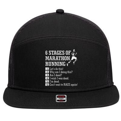 6 Stages Of Marathon Running Gift For Runner 7 Panel Mesh Trucker Snapback Hat