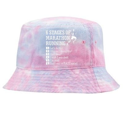 6 Stages Of Marathon Running Gift For Runner Tie-Dyed Bucket Hat