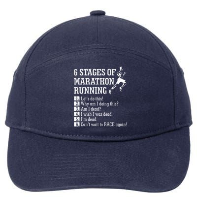 6 Stages Of Marathon Running Gift For Runner 7-Panel Snapback Hat