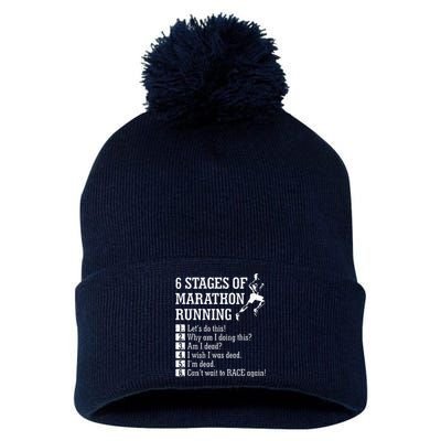 6 Stages Of Marathon Running Gift For Runner Pom Pom 12in Knit Beanie