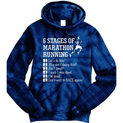 6 Stages Of Marathon Running Gift For Runner Tie Dye Hoodie