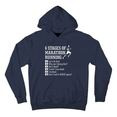 6 Stages Of Marathon Running Gift For Runner Tall Hoodie