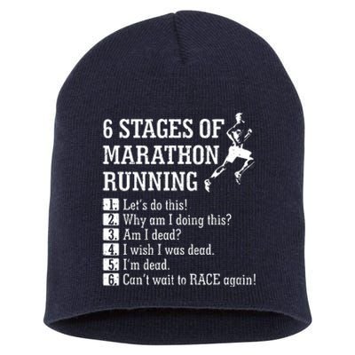 6 Stages Of Marathon Running Gift For Runner Short Acrylic Beanie