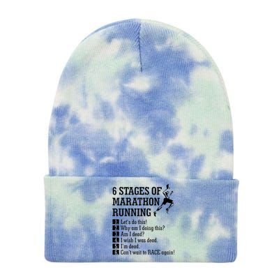 6 Stages Of Marathon Running Gift For Runner Tie Dye 12in Knit Beanie