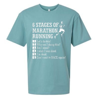 6 Stages Of Marathon Running Gift For Runner Sueded Cloud Jersey T-Shirt