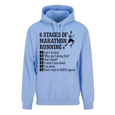 6 Stages Of Marathon Running Gift For Runner Unisex Surf Hoodie