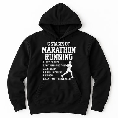 6 Stages Of Marathon Running Funny Runner Gift Hoodie
