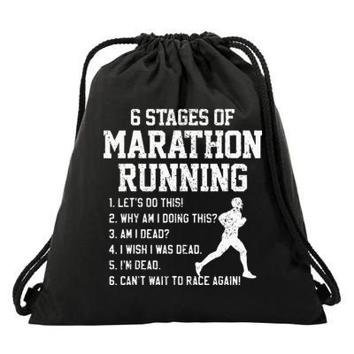 6 Stages Of Marathon Running Funny Runner Gift Drawstring Bag