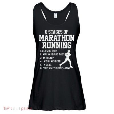 6 Stages Of Marathon Running Funny Runner Gift Ladies Essential Flowy Tank