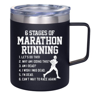 6 Stages Of Marathon Running Funny Runner Gift 12oz Stainless Steel Coffee Mug