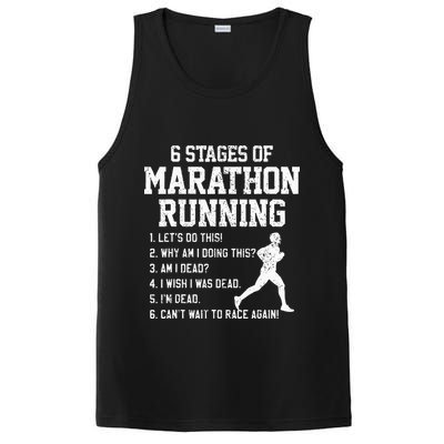 6 Stages Of Marathon Running Funny Runner Gift PosiCharge Competitor Tank