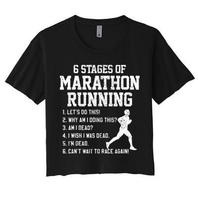 6 Stages Of Marathon Running Funny Runner Gift Crop Top