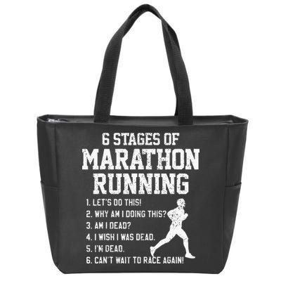 6 Stages Of Marathon Running Funny Runner Gift Zip Tote Bag
