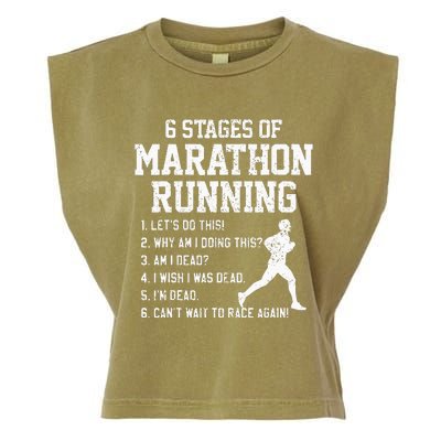 6 Stages Of Marathon Running Funny Runner Gift Garment-Dyed Women's Muscle Tee