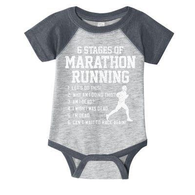6 Stages Of Marathon Running Funny Runner Gift Infant Baby Jersey Bodysuit
