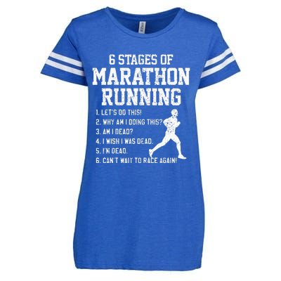 6 Stages Of Marathon Running Funny Runner Gift Enza Ladies Jersey Football T-Shirt