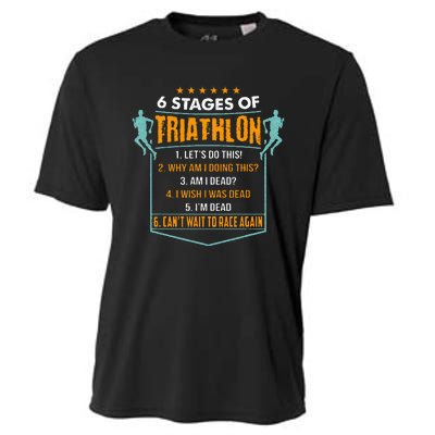 6 Stages Of Triathlon Funny I Triathletes Gift Idea Cooling Performance Crew T-Shirt